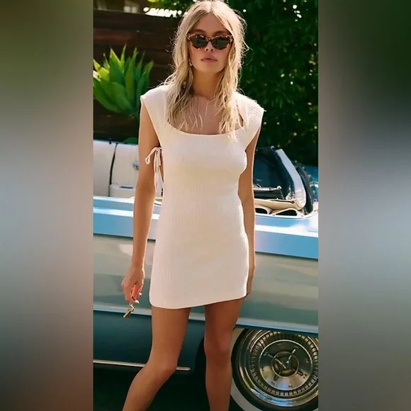 NWT FREE PEOPLE FREE EST MIDNIGHT SHORES MINI DRESS COCONUT MILK - Picture 2 of 4